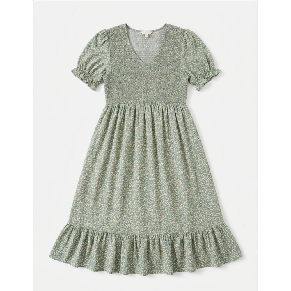 Orange Creek Sage Green Floral Smocked Midi Dress Size XL